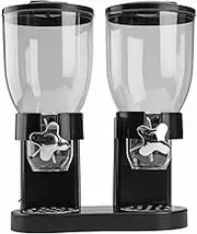 TooToo Double Cereal Dispenser Container Tank Large Dry Food Snack Kitchen Canister (Black)