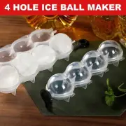 4 Hole Ice Ball Maker Whiskey Mould Mold Sphere Round Silicone Ice Cube Tray