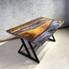 Purple and Gray Epoxy Resin Walnut Table – Custom Handmade Dining, Coffee, or Ac