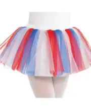 Child Size S/M Patriotic Red White Blue Americana Mesh Tutu Play Halloween 421