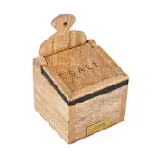 Academy James Wooden Salt Box With Spoon Kitchen Salt Container Storage