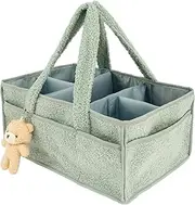 LYIYEYAN Baby Diaper Caddy with Removable Dividers, Portable Diaper Pail, Cute Bear Diaper Organizer, Diaper Bag, Multifunctional Baby Storage Basket, Baby Organizers and Storage for Changing Table