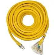 25' 10/3 Lighted Heavy Duty 3 Outlet SJTW Extension Cord - 10Awg 3C 25ft In/Out