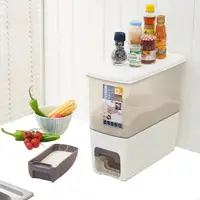 在飛比找momo購物網優惠-【PUSH!】廚房居家用品塑膠計量儲米桶密封防潮防蟲儲米箱雜