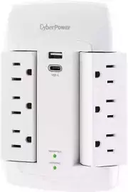 CyberPower P6WSUC 6-Outlet/1-USB-A/1-USB-C 1500 Joules Wall Surge Protector
