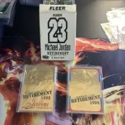 1997 fleet skybox Michael Jordan 23kt gold retirement 2 card set