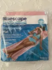 Bluescape Pink Pool Float Adult Transparent Inflatable Air Mat, Up to 220lb, NEW