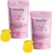 Neously Kojic Acid and Turmeric, Turmeric Kojic Acid Cleansing Pads, Kojic Acid and Turmeric Cleansing Pads, Neously Kojic Acid Pads for Face, Pore Cleaning (2pcs)