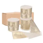 3pcs Chiffon Ribbon, 1"x5 Yard Silk Ribbon, Light Cream Glitter Fabric Ribbon