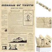 100 Sheets 20 * 14 Inches Vintage Newspaper Tissue Paper for Gift Wrapping Black White Newsprint Tissue Paper for Gift Bags for Birthday Wedding Anniversary DIY Craft