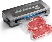 [Anybear] Vacuum Sealer Machine, 90kPa 120W Wide Seal All-IN-1 Powerful Food Storage, Build-in Cutter | Bags Storage | Digital Countdown Display | 2 Bag Rolls and 5pcs Pre-cut Bags (Gray)