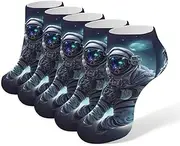 [LPSADGF] Galaxy Astronaut Socks Low Cut Ankle Sock Athletic Running Low Cut Socks Thin Soft Ankle Socks Unisex, White, One Size Short, White, One Size Short
