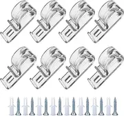 ZUJIACUN 8 Pcs Clear Plastic Curtain P Clips, Child Safety Cord Holder for Roller & Vertical Blinds, Includes Screws & Pillars, Ideal for Roman Shades & Curtains