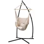 Gardeon Outdoor Hammock Chair with Steel Stand Hanging Swing Chairs Pillow Cream
