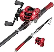 LLEIIshen Casting Fishing Combo 1.6m Carbon Fiber Telescopic Rod and 7.2:1 High Speed Casting Fishing Reel Fishing Kit Pesca/1936