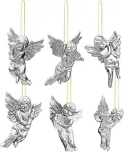 4 Angel Tree Ornaments, ing Angels Decorations, Angels to Tree, Decorations, Beautiful Angel Design, Silver/
