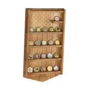 Challenge Coin Display Holder Wall Mount, 5 Rows Solid Wood Military Coin Case