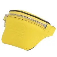 在飛比找Yahoo奇摩購物中心優惠-LOEWE 品牌烙印LOGO素色牛皮穿釦式手環零錢包(黃)