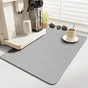 Coffee Mat-Absorbent No Stains Coffee Maker Mat-Rubber Backed Coffee Bar Mat for Countertops-Dish Drying Mat for Kitchen Counter (Grey, 12''x19'')