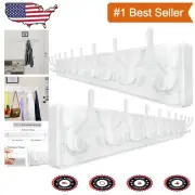 Wood and Metal Coat Rack Wall Mount, 10 Hooks - Rustic Chic Storage Solution