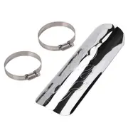 Motorcycle Flame Exhaust Muffler Pipe Heat Insulation Shield Insulation Cover for Chopper Thermal S Silver
