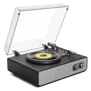 Bluetooth Record Player Vintage Turntable Built-In Speakers 33/45/78 RPM Black