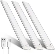 3 Pack Under Cabinet Lights,30 LED Motion Sensor Light Indoor with 3 Color Temps,Dimmble Under Cabinet Lighting Wireless,Rechargeable Closet Lights for kitchen,Stairs,Pantry (3)