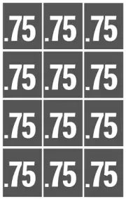 12 price labels for vending machines (small) .75, Dixie Narco, Vendo