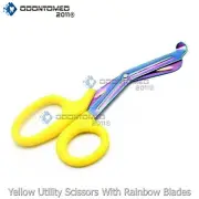 Paramedic Utility Bandage Shear Scissor Yellow Handle Rainbow Multi-Color Blades