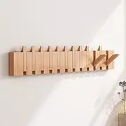 SUZEPER Wooden Coat Hooks Wall Mount Flip Down Wall Hook Rack Piano Style Coat Rack Hanger, Heavy Duty Coat Hooks for Hanging Coats Keys Hats Robe&Towels(12 Hooks, Beech)