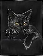 HommomH 40"x50" Blanket Soft Fluffy Flannel Fleece Throw Black Cat