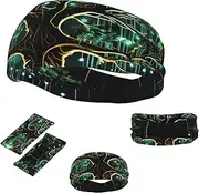 FJWSLCH Magical Green Tree Headbands for Women Men Non Slip Workout Sweatbands Adjustable Sports Hair Bands Elastic Head Bands Moisture Wicking Hairband for Running, Cycling, Yoga, Spa