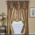 Autumn Striped Modern Semi-Sheer Light Filtering Window Curtain Drape Full Set