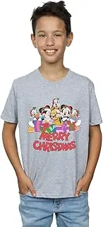 [Absolute Cult] Disney Boys Mickey Mouse And Friends Christmas T-Shirt Sport Grey 7-8 Years