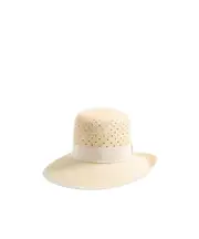 VLOGO SIGNATURE HAT IN PERFORATED PANAMA 56,57,58 natural color