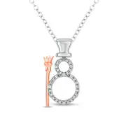 Natural Diamond Accent Snowman Pendant in Sterling Silver and 10K Rose Gold