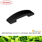 LEGO 93273 Slope, Curved 4 x 1 x 2/3 Double - 20pcs BLACK NEW
