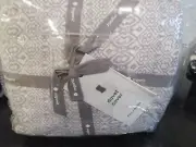 West Elm European Flax Linen cotton geo Jacquard king duvet 2 Euro shams Pewter