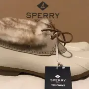 NEW Sperry Top Sider Women’s Size 7 M Saltwater Duck Booties Boots Ivory 85834
