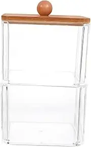 Cabilock Bathroom Storage Jars 2 Compartment Cotton Pad Holder Makeup Brush Organizer Sturdy Easy to Clean