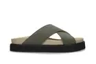 Green sandals flatform chunky sole padded platform crossed straps vegan nubuck