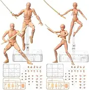 Meooeck 4 Sets Drawing Action Figures Action Figures Body Artists PVC Figure Model Drawing Models Drawing Mannequin Figure for Painting Body Model Artist Decoration Collection Gifts (Beige)
