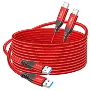 Red USB C Data Cable 10Gbps Data Transfer [3M/10ft, 2Pack], Extra Long 3.2 Ge...