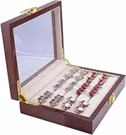 Suesacy 1 Piece Glass Cufflinks Box for Men Painted Wooden Collection Display Box Storage Jewelry Display Box Rings Jewelry Box
