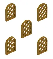 5 New LEGO Pearl Gold 1x2x2 2/3 Window Pane w Rounded Top 29170 lattice diamond
