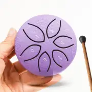 Mini Steel Tongue Drum, 3 Inch 6 Note Hand Outdoor Rain Violet