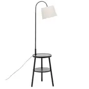 Naples Tripod Floor Lamp Shelf Storage Drawer Bed Side Table Light w/ USB Charger