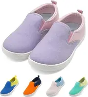 [xinlanlin] Kids Shoes Canvas Sneakers Kids Slip on Wide Toe Box Barefoot Shoes Comfortable Lightweight Running Tennis Athletic Sports Sneakers for Boys Girls