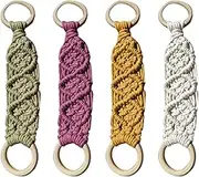 Macrame Towel Holder Ring - 4PCS Boho Kitchen Towel Hanger Loop | Decorative Crochet Towel Rack for Kitchen and Bathroom - Bohemian Handmade Towel Organizer for Dish Towels, Hand Towels, and Bathroom