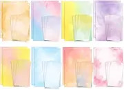 Stationary Paper and Envelopes Set 48 Pack of Watercolor Letter Writing Paper, Decorative Printer Stationery Sheets Set with Assorted Designs - Double-Sided Printing - 8.5 x 11 Inch